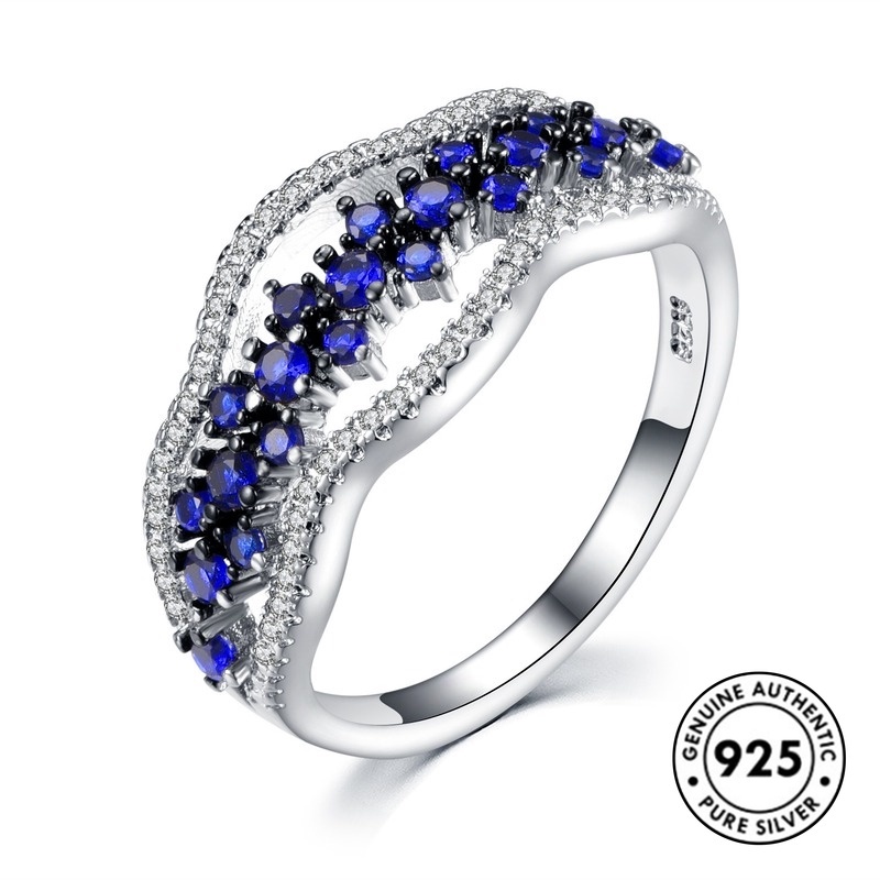 Cincin Lapis Silver 925 Dengan Sapphire Untuk Wanita