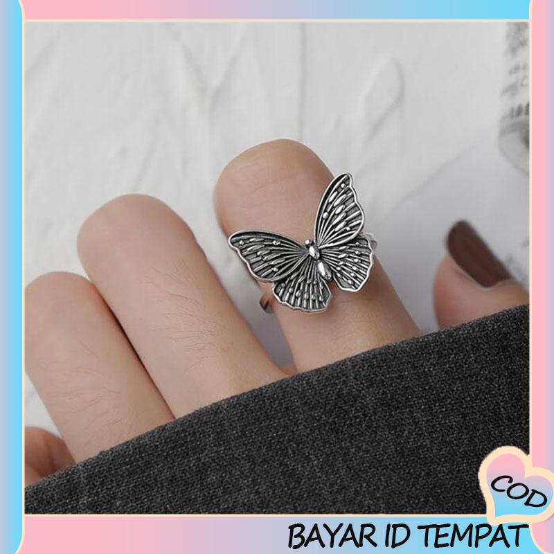 COD❤️ Cincin Bentuk Kupu-Kupu Tiga Dimensi Untuk Wanita-A.one