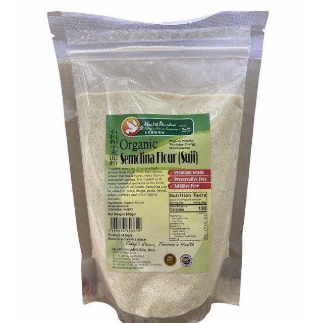 Health Paradise Organic Semolina Flour 500g