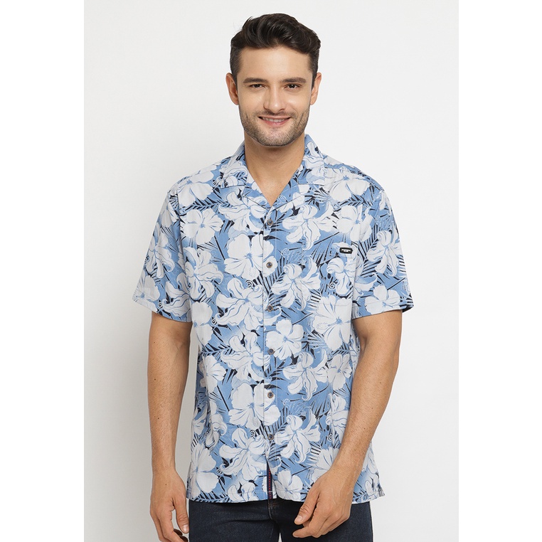 Kemeja Pria - Poshboy Carlton Men Casual lengan pendek katun biru original Poshboy