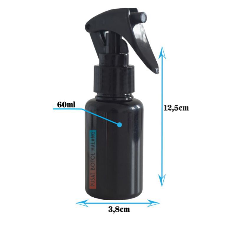 Botol tubular 60ml Spray trigger (hitam hitam)