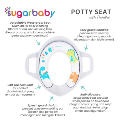 SUGAR BABY POTTY SEAT WITH HANDLES &amp; SPLASH GUARD / DUDUKAN TOILET ANAK SUGARBABY POTY DUDUKAN TOILET