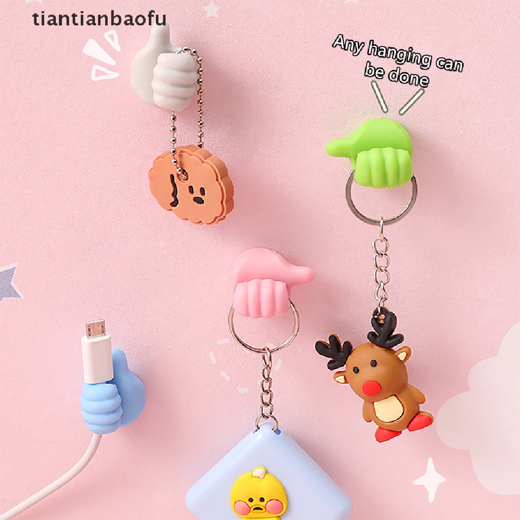 [tiantianbaofu] Creative Thumbs Up Shape Interesting USB Cables Rack Wall Hook Clip Holder Boutique