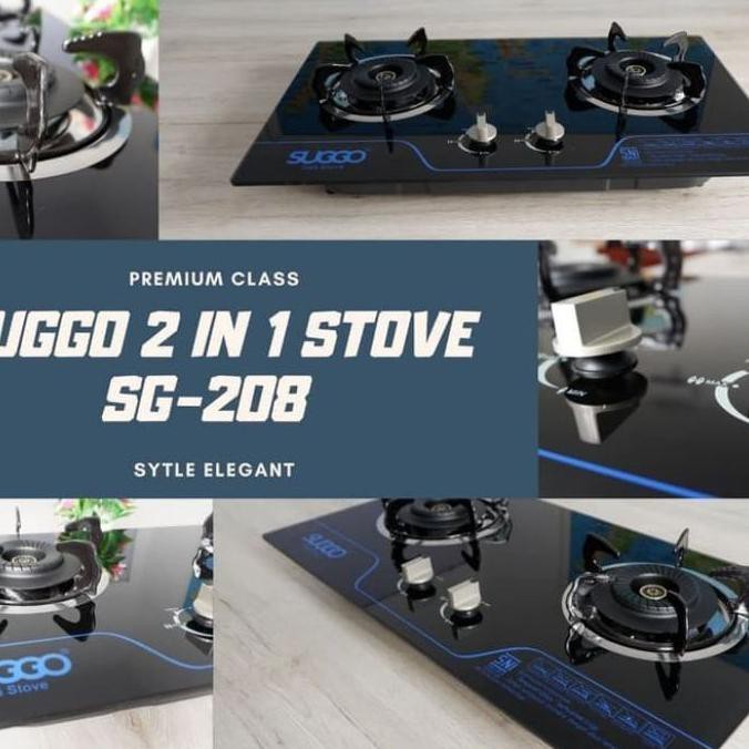 Kompor Kaca Suggo Sg 208 / Kompor Gas 2 Tungku 2 In Stove Original Sajidin73