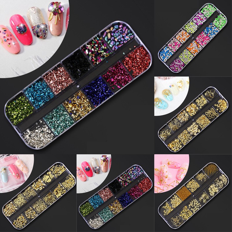 Hard Case Glitter Akrilik UV Gel 12 Warna Untuk Dekorasi NAIL ART