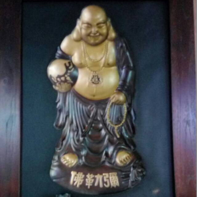 Buddha Maitreya Milek 3 Dimensi + Lampu For Good Luck Happiness