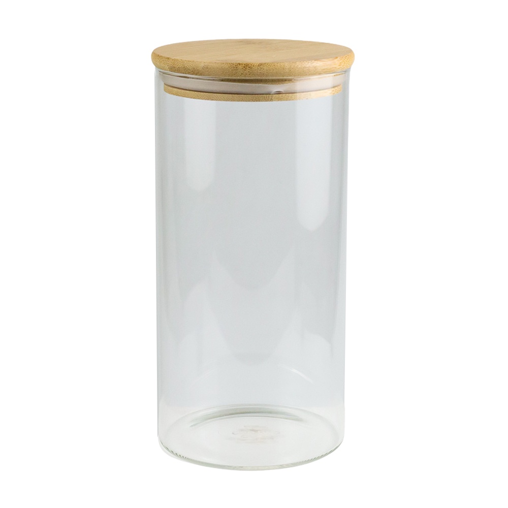 SH9 Bamboo jar Glass Borosilicate Toples Kaca Tutup Bambu Kayu Kedap Udara atau Tempat penyimpanan Makanan Toples Bumbu dengan tutup kayu bambu