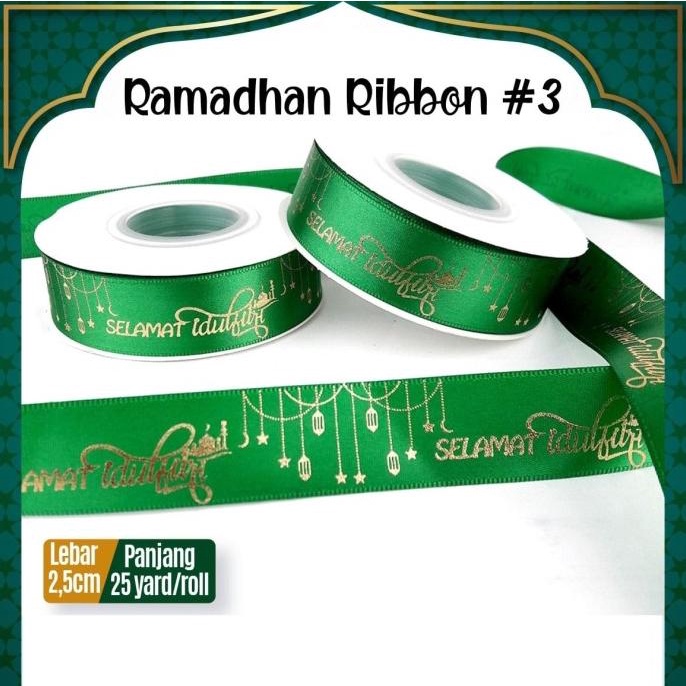 

Kualitas terbaik] Pita idul fitri hijau muda #3 harga 1 Roll 25 yard