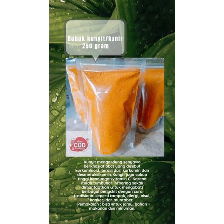 

BUBUK powder kunyit murni fresh 250 gram, jamu bahan makanan minuman herbal