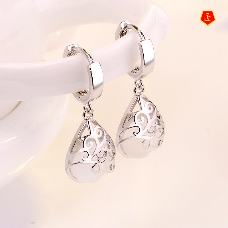 [Ready Stock]Fashion Seiko Opal Totem Silver Earrings