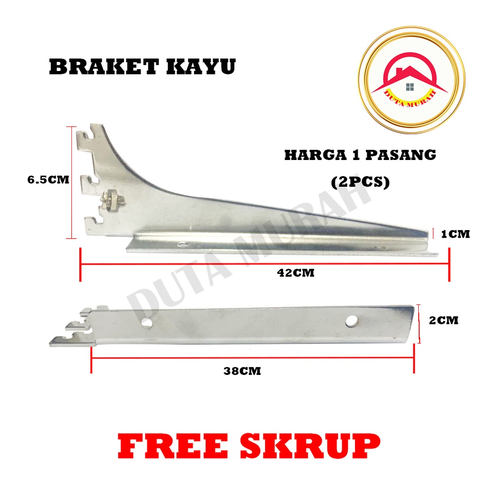 Braket Kayu atau Triplek 40 Cm isi 1 set (2 pcs).