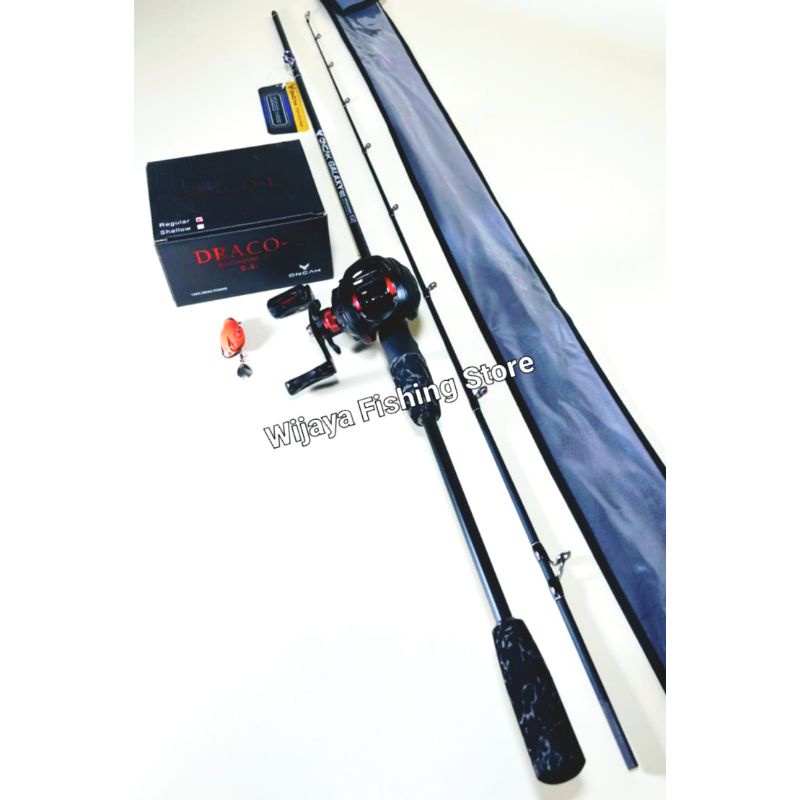set joran casting ONCAK GALAXY BC 602(180) dan reel casting oncak DRACO L