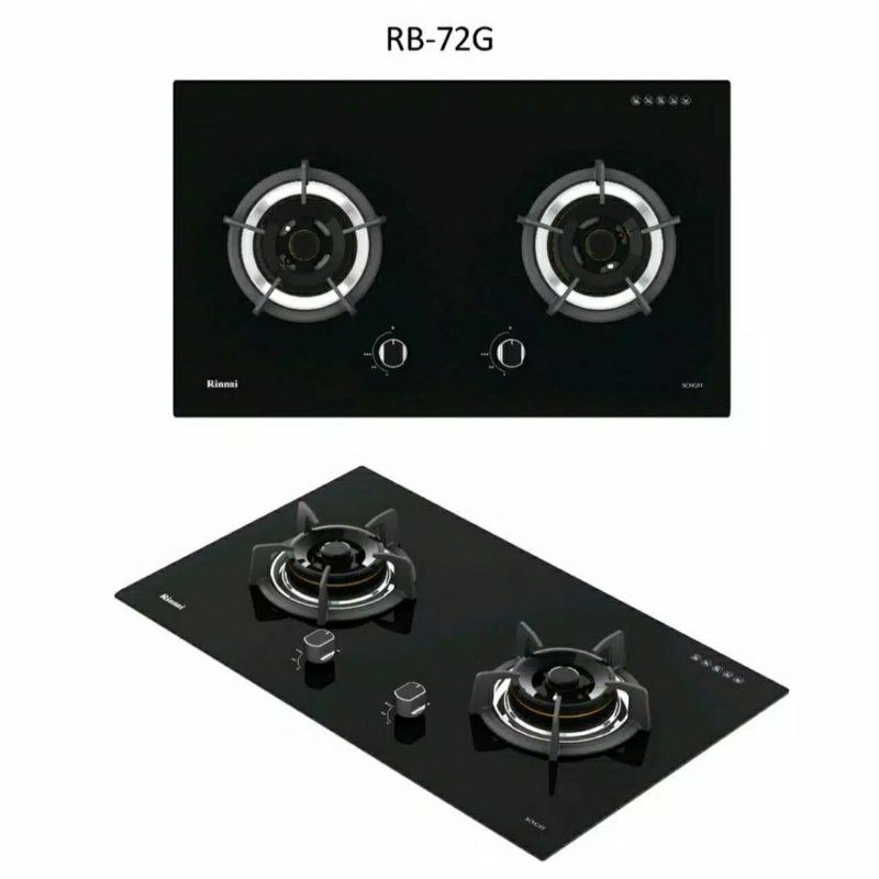 Kompor Tanam Rinnai Dua Tungku Kaca RB 72 G / Kompor Rinnai RB 72 G