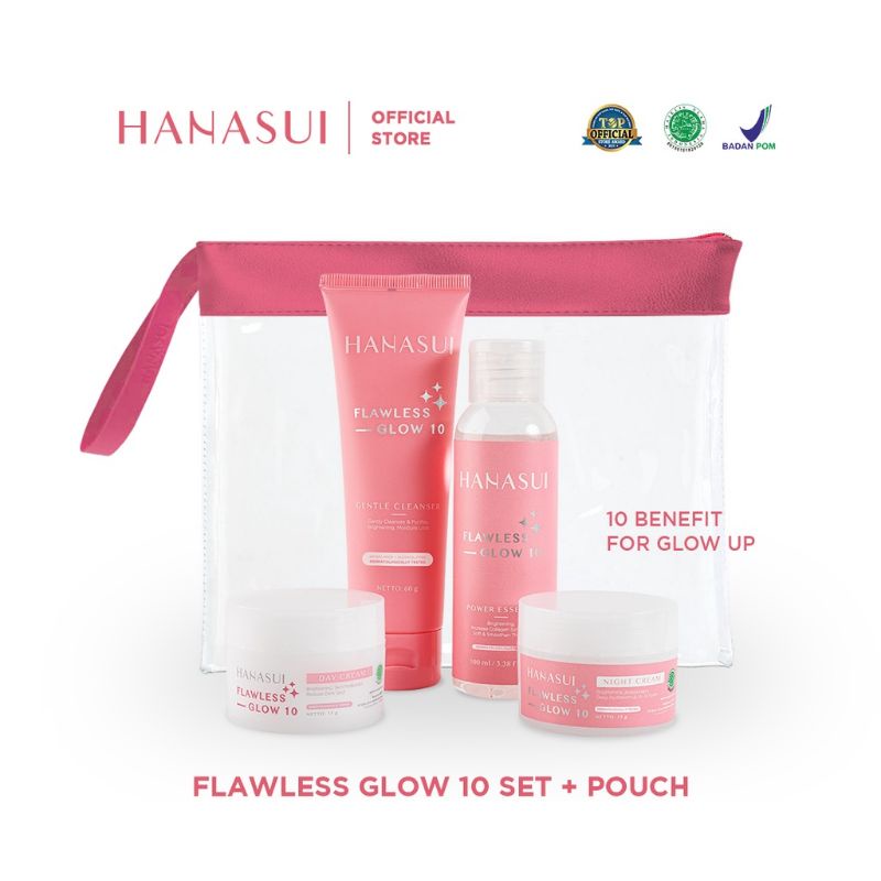 Hanasui Flawless Glow 10 Series + Pouch (Paket Isi 4pcs)