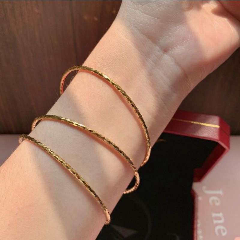 gelang Titanium asli Gold set isi 3pc keroncong Premium Quality bracelet Stainless steel ori 828