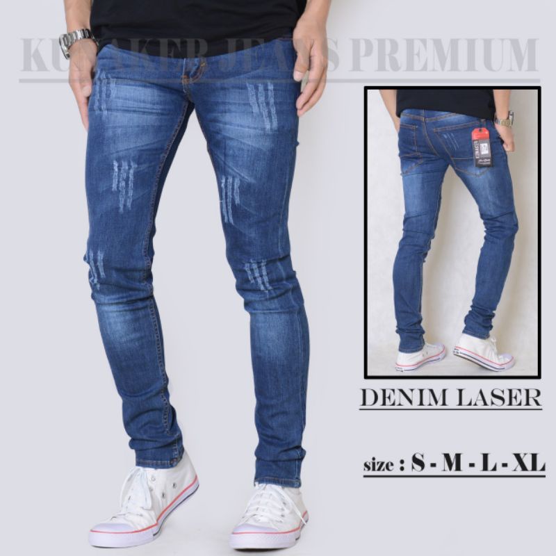 Celana Jeans Slimfit Motif Cakar Laser  Celana Panjang Original Kunaker