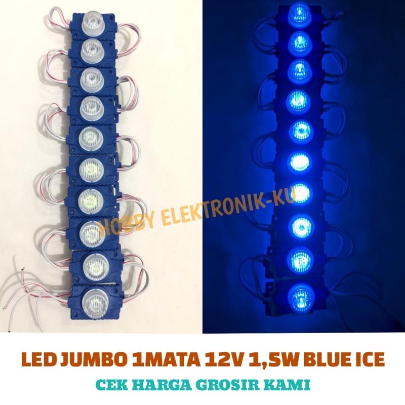 LAMPU LED JUMBO 1MATA 12V 1,5W BLUE ICE (PEMBELIAN MINIMAL 10PCS)