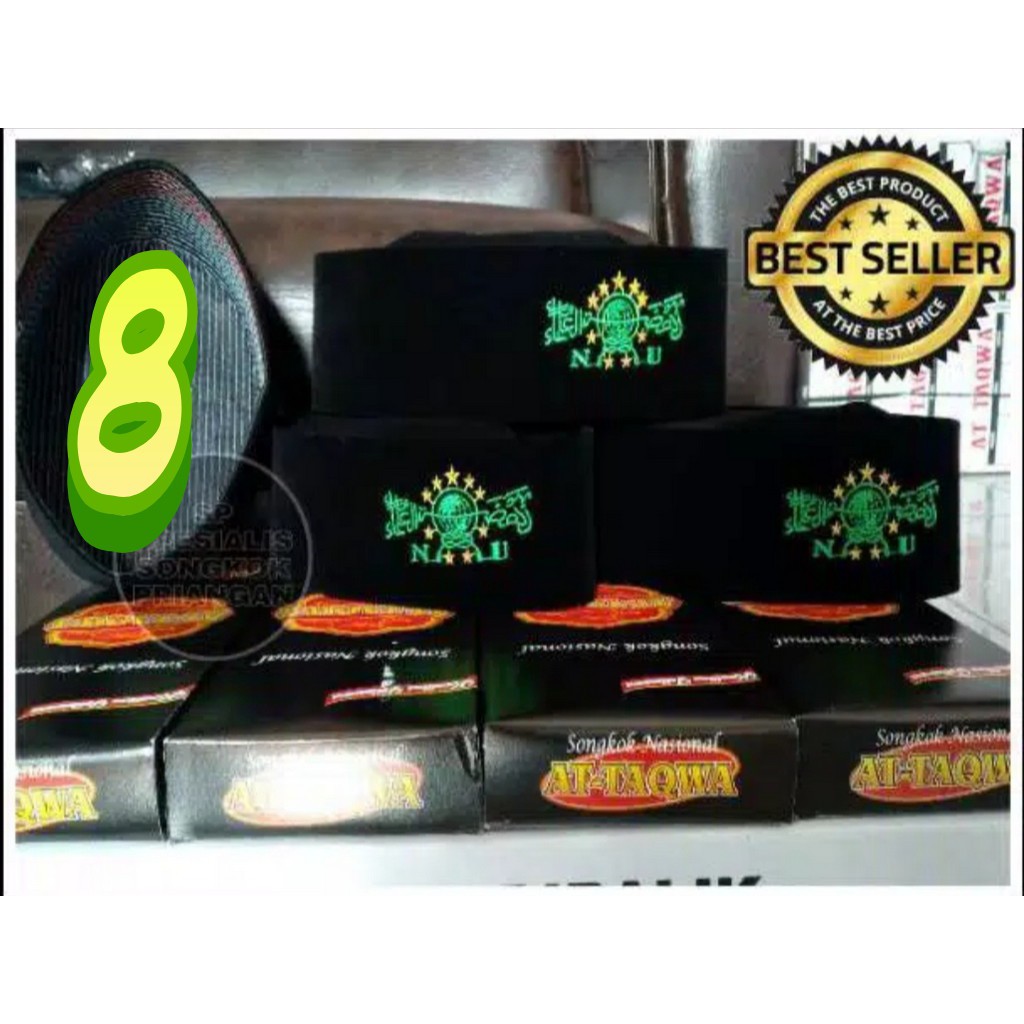 Peci Songkok hitam | Kopiah bludru Anak dan Dewasa At-taqwa-NU size 8