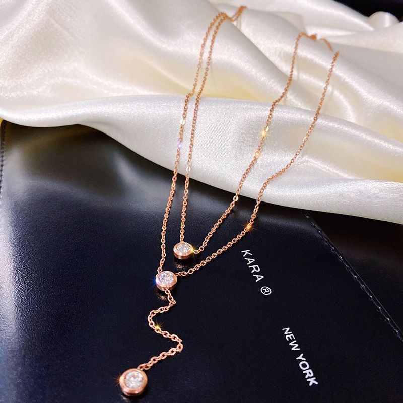 Kalung 2 Layer Permata Titanium Anti Karatan