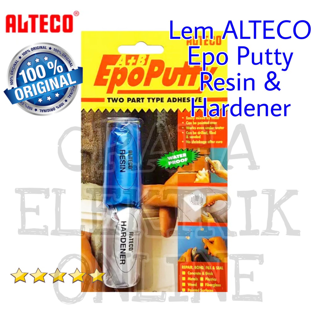 Jual Lem ALTECO EPO PUTTY Resin & Hardener 50 Gr Adhesive Waterproof ...