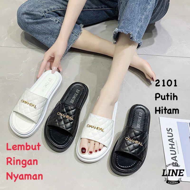 SANDAL WANITA SLIP ON FASHION KOREA SHOES 2101