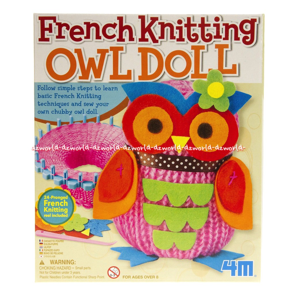 French Knitting Owl Doll Buat boneka burung hantu 5 inci tebal belajar seni tubular merajut Prancis