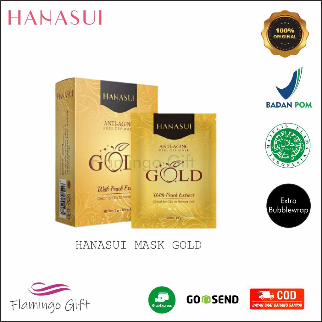 Hanasui GOLD Anti Aging Peel Off Mask Peach Extract Oily To Normal Skin Masker Emas