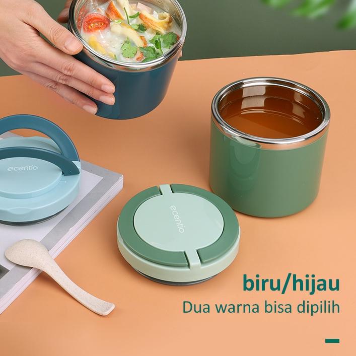 Paylater✅ ecentio Cangkir sup Bekal Sup 630ml Stainless steel Tahan Panas Lunch Box Tetap hangat Kot
