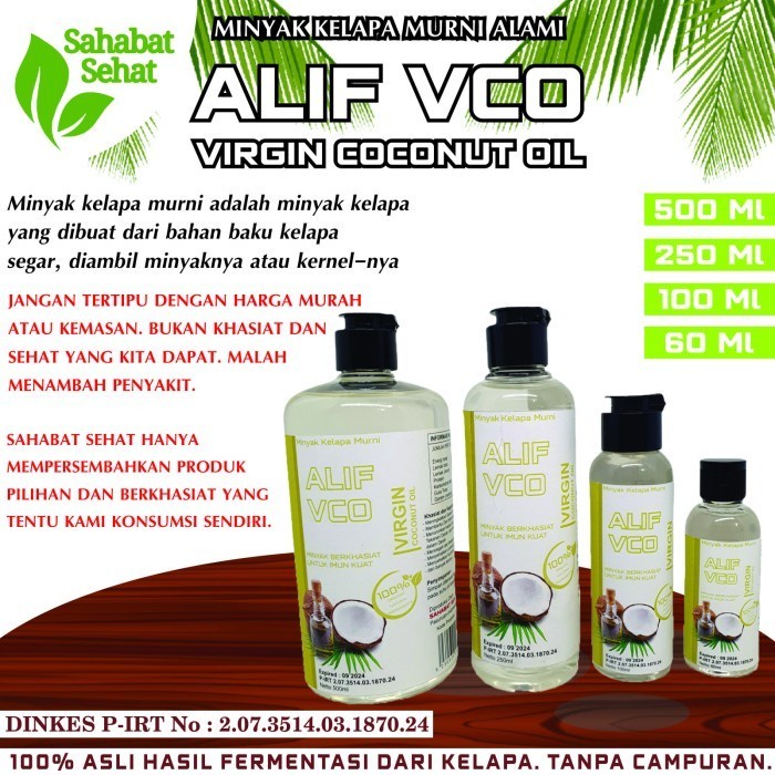 

MINYAK KELAPA MURNI ALIF VCO 250ml 250 ml 14 Liter Virgin Coconut Oil