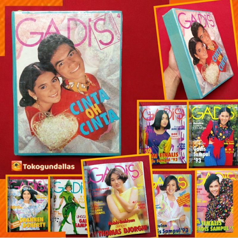 Bundel Majalah Gadis tahun 1993 isi 8 majalah,Cover nike ardilla,krisdayanti,cut tari,Wanda hamidah,