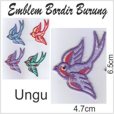 Emblem Bordir Burung Burung1 4x6cm