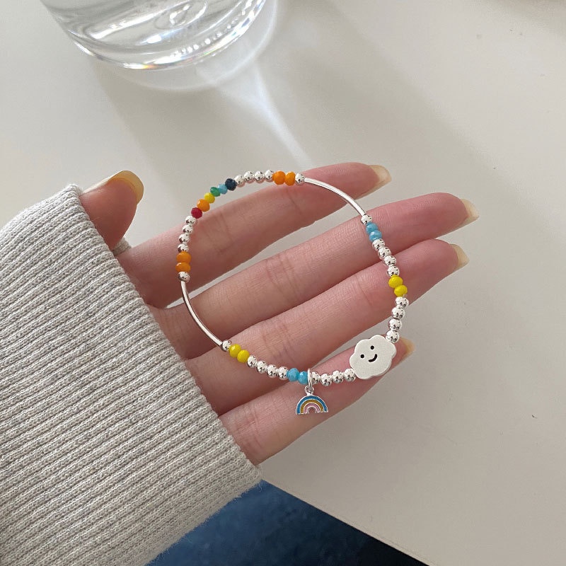 Gelang Tangan Rantai Aksen Awan / Pelangi Ala Korea / Harajuku Untuk Wanita