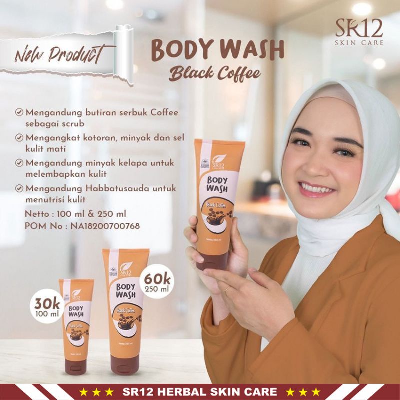 Body Wash SR12 | Body Wash Aloe Vera &amp; Body Wash Black Coffee | Netto 100ml | Sabun Mandi SR12