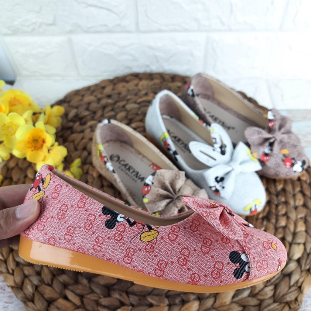 mandirishoesstore-SEPATU PESTA FLATSHOES ANAK PEREMPUAN MICKEY 3 4 5 6 TAHUN IAY01