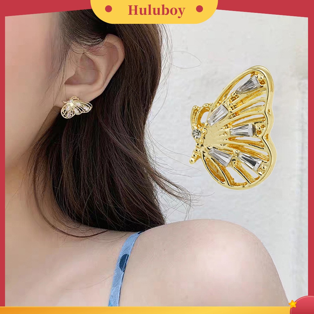 Hu Hu Hu Hu Hu Alat Bantu Pasang Kacamata♡ Anting Stud Desain Kupu-Kupu Untuk Wanita