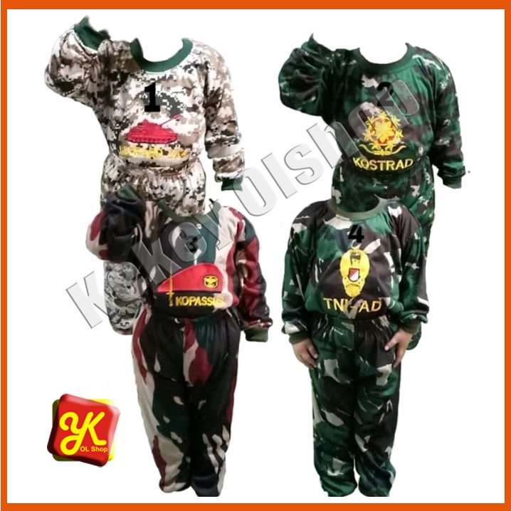 MAM Baju Tentara Anak Kostrad TNI AD Kopasus Setelan Baju Anak Laki-laki dan Perempuan / Kaos Tentar