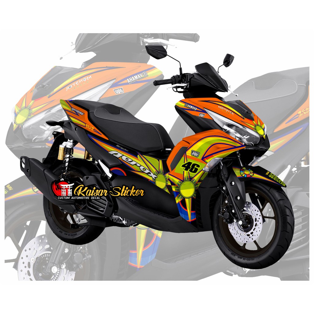 Decal Sticker Aerox 155 New Connected - Decal Aerox 155 New rossi Orange