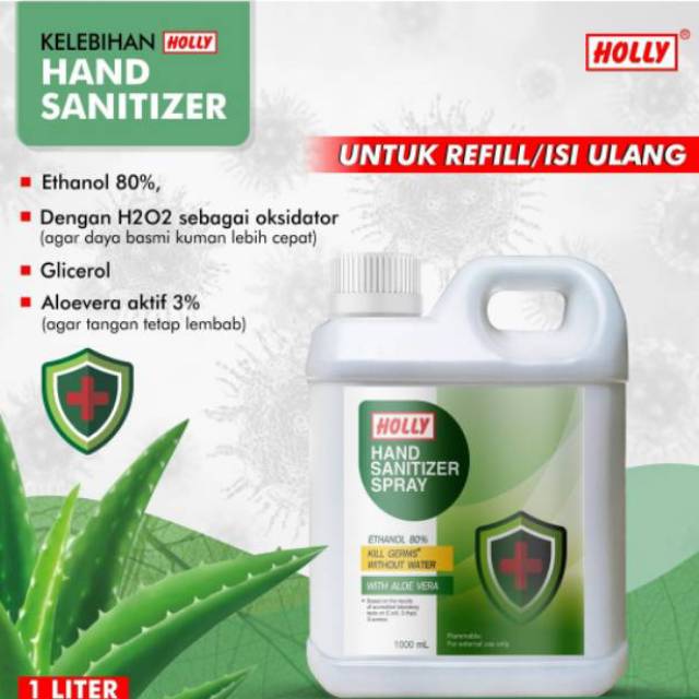 Original Holly Hand Sanitizer Cair Refill 1 Liter Exp Baru