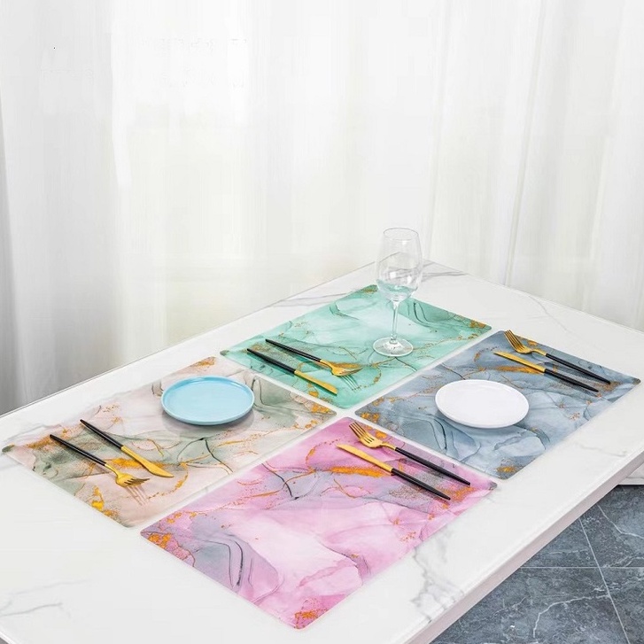 GDT-028 PVC Waterproof Placemat / Tatakan Alas Piring Gelas Meja Makan Persegi Panjang Minimalis Ant