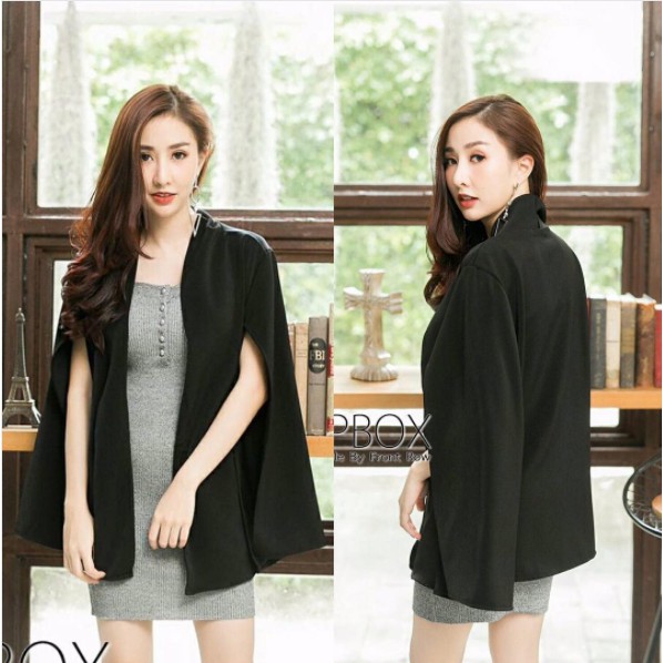 JANE COLLECTION || SALE OBRAL BLAZER KERJA DIAN SASTRO KANTOR FORMAL KULIAH - Cape Blazer Hitam XL