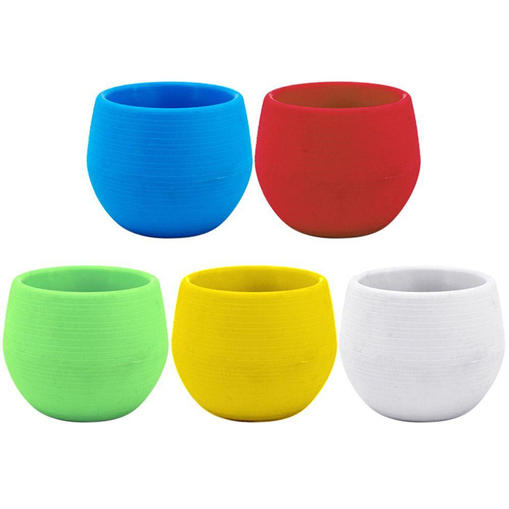 Agustinina Pot Bunga Mini Balkon Warna-Warni Desktop Ornamen Tanaman Sukulen Wadah Tanaman