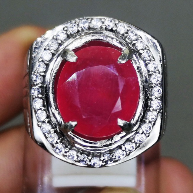 Cincin Batu Akik Merah Delima ruby Asli Bagus