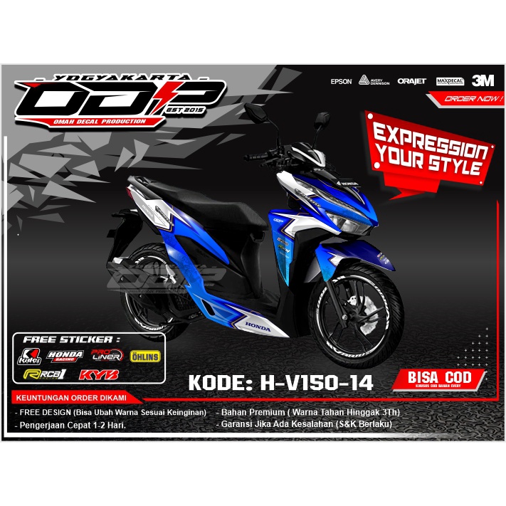 VARIASI aksesoris stiker decal VARIO 125 injeksi fi full body dekal striping honda new VARIO 150 201