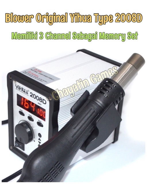 Blower - Solder Uap ORI YIHUA Type 2008D Digital Ada 3 Tombol Channel