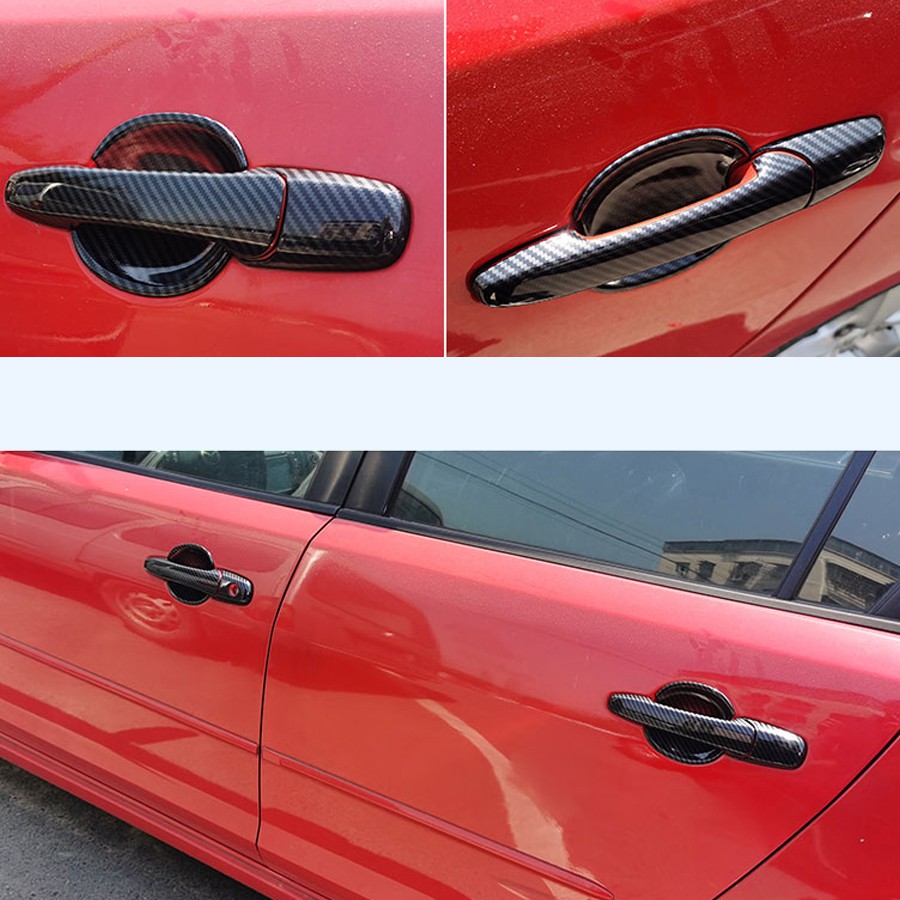 Xuming Trim Penutup Mangkuk, untuk Mazda 3 5 6 8 Cx 7 Pola Serat Karbon Pegangan Pintu Mobil