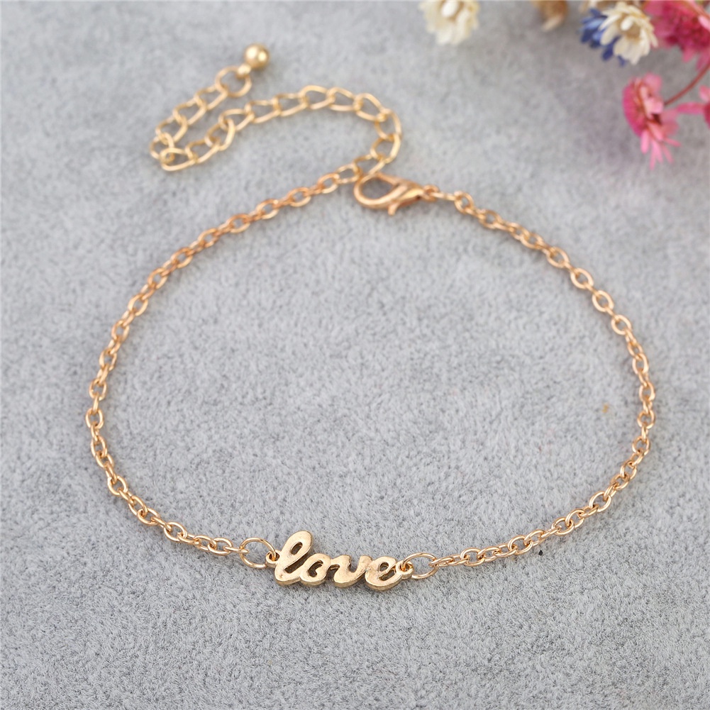 Gelang Kaki Desain Love Letter Bahan Alloy Gaya Eropa Amerika Untuk Musim Panas