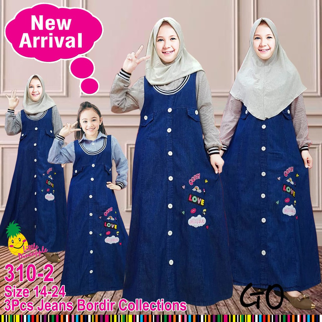 gos GAMIS LITTLE PINEAPPLE OVERAL Gamis anak model overal gamis anak bagus bordir colection