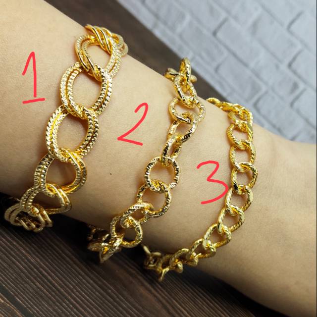 Fifi Fashion Gelang Gold Ring Ukir  Fashion Titanium Xuping ASLI Antikarat Antialergi 19#