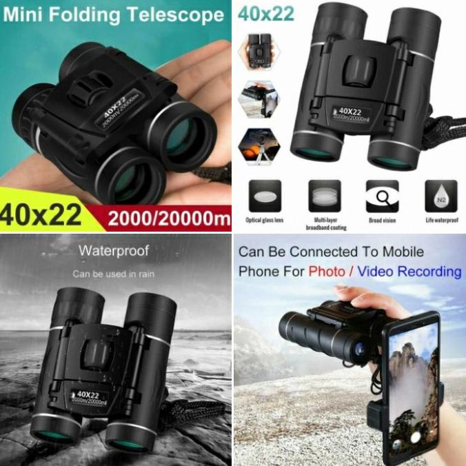 Mini Foldable HD 40x22 2000M Long Range Powerful Binoculars - Teropong ary55 Diminati Banget
