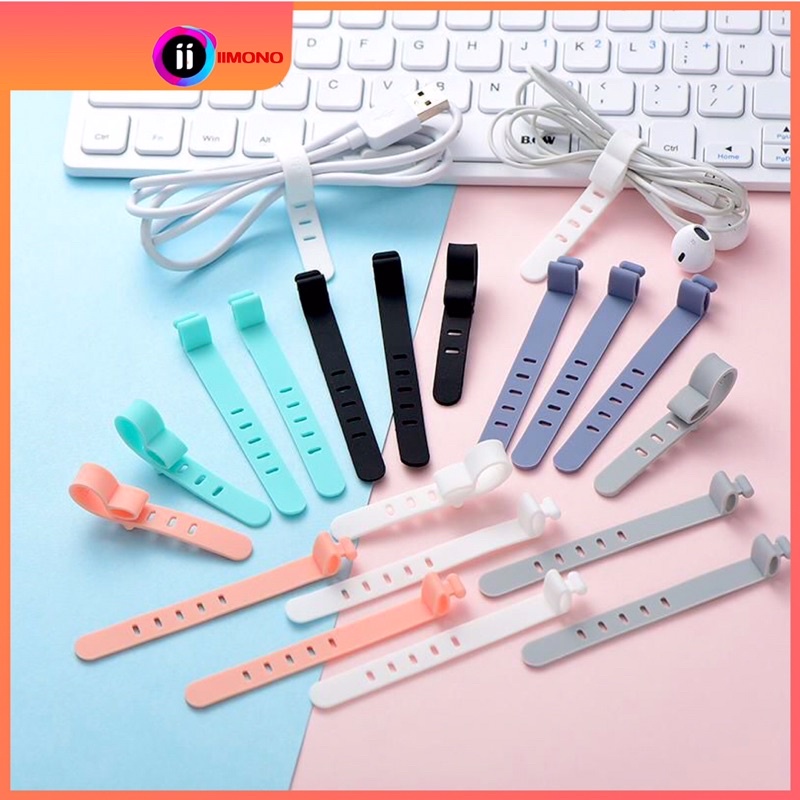 Pengikat Kabel Silikon Macaron Tie Strap Wrap Perapih Kabel Charger Earphone